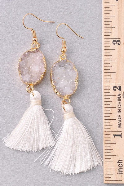 White Tassel Earrings