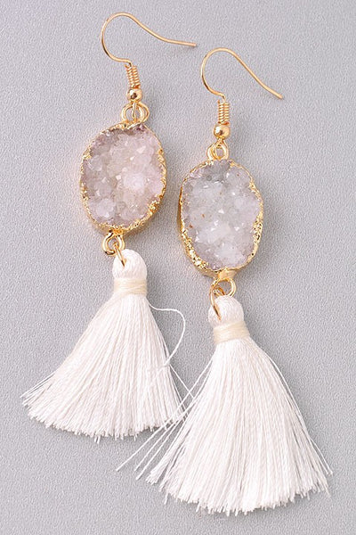 White Tassel Earrings