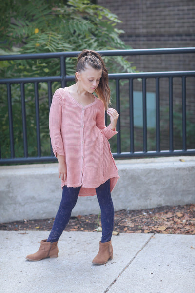 Blush High Low  Knit Cardigan -girls