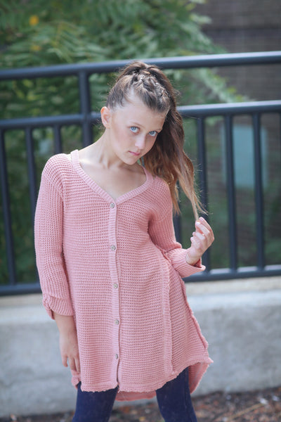 Blush High Low  Knit Cardigan -girls