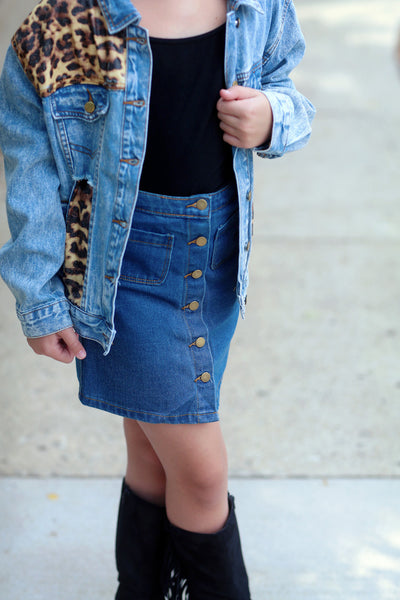 Button Up Denim Skirt