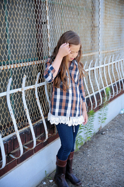 Plaid Lace Button Up