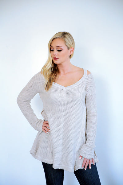 Stone Knit High Low Sweater Top