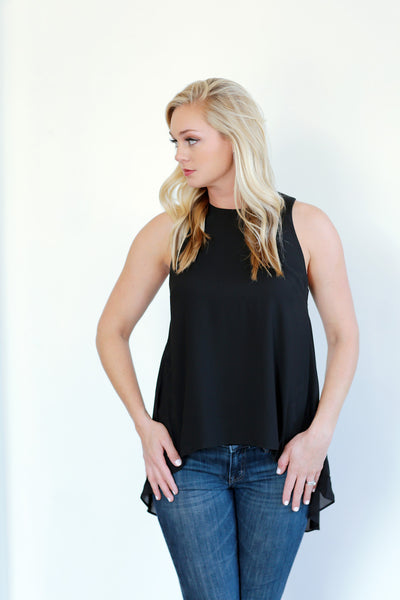 High-Low Pleated Back Tank