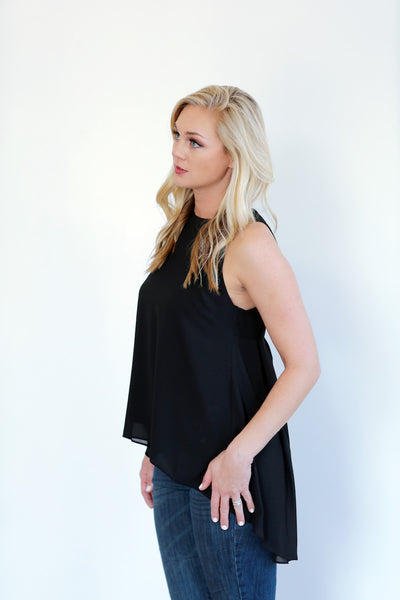 High-Low Pleated Back Tank