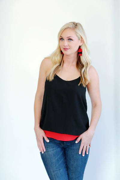 Black & Red Layered Tank