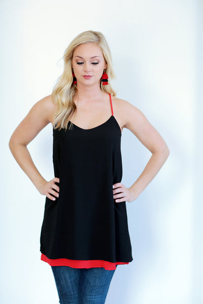 Black & Red Layered Tank Dress