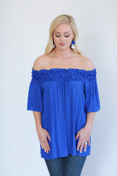 Royal Off The Shoulder Game Day Tunic