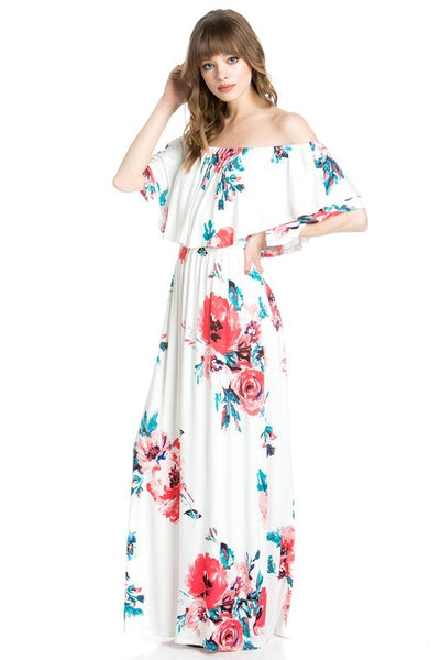 Off Shoulder Floral Maxi