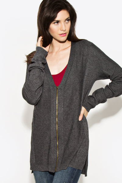 Makenna V-Neck Cardigan -GREY