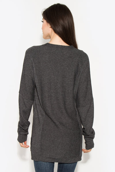 Makenna V-Neck Cardigan -GREY