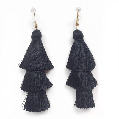 Black Layered Drop Earrings