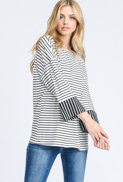 Stripe Wide Sleeve Top