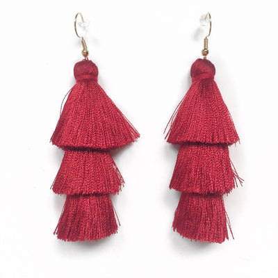 Red Layered Drop Earrings