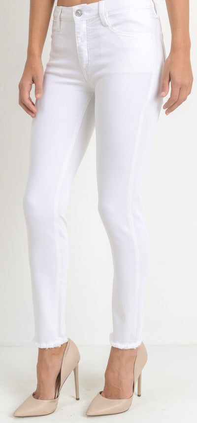 White Clean Frayed Skinny Jeans