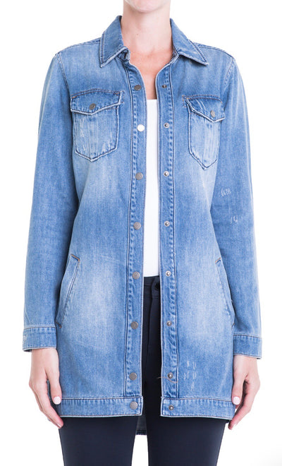 Long Denim Shirt Jacket