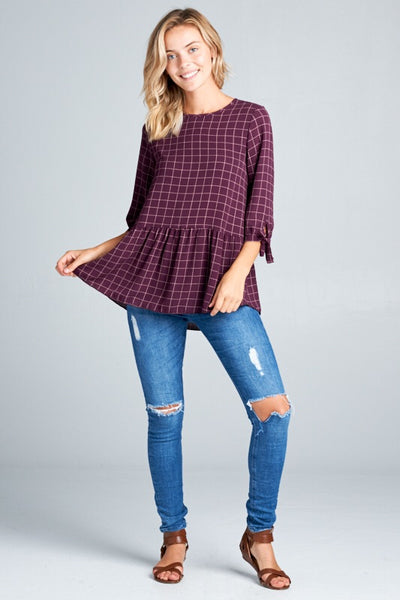 Teala Plum Checkered Top