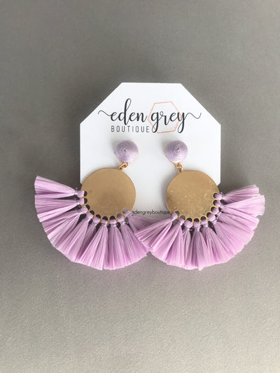 Lilac & Gold Tassel Earrings