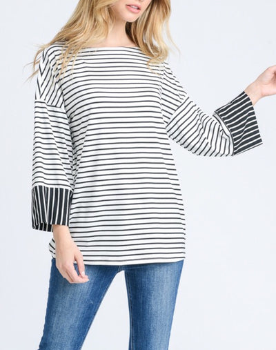 Stripe Wide Sleeve Top