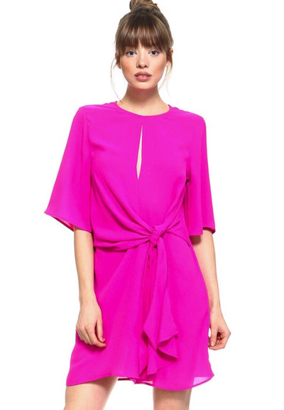 Bellina Front Tie Shift Dress- Magenta