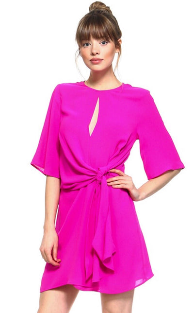 Bellina Front Tie Shift Dress- Magenta