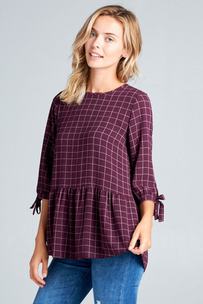 Teala Plum Checkered Top