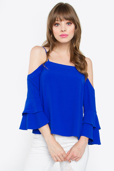 Marietta Cold Shoulder Ruffle Top